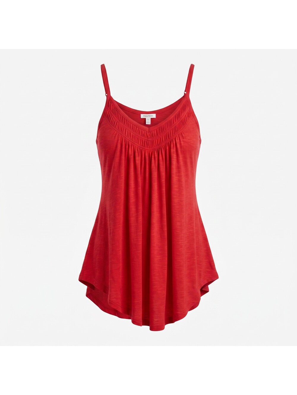 **Maurices Red Flowy Cami Tank Top – Size XXL – Smocked Neckline**